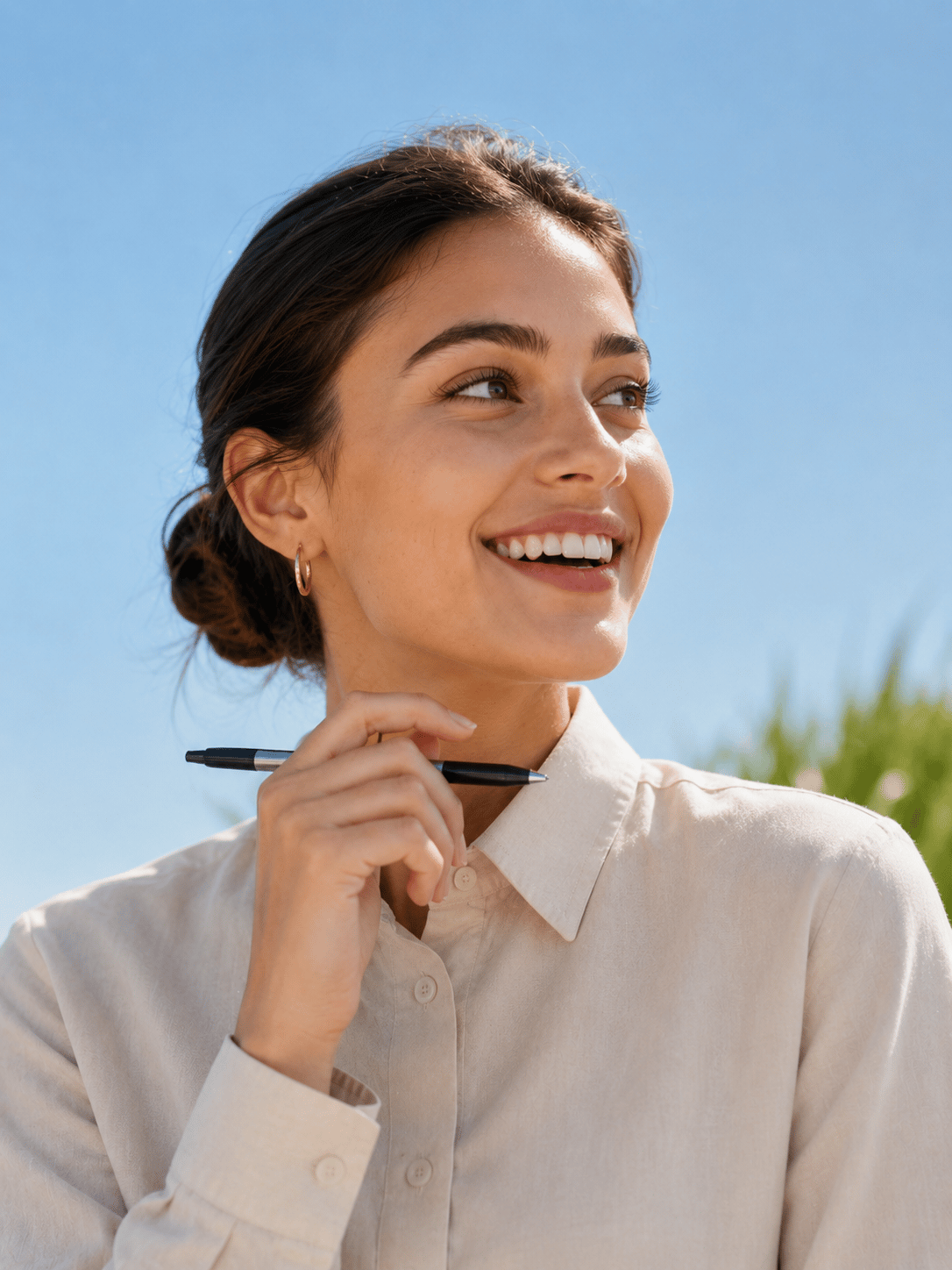 Participant smiling during a Convo interview